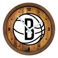 thumbnail image 1 of Brooklyn Nets 20.25" Faux Barrel Top Clock, 1 of 6
