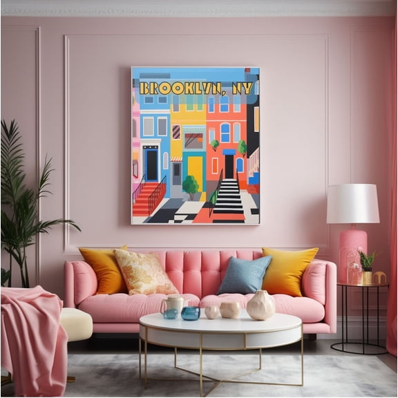 Brooklyn New York Brooklyn NY Popart Brownstone Art Poster Unframed Paper Print
