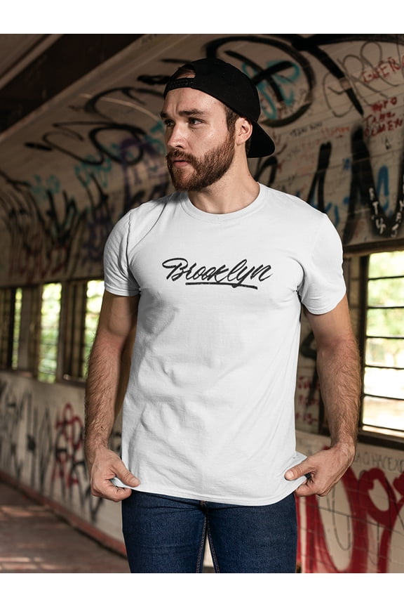 Brooklyn New York Calligraphy T-Shirt Men -Image by Shutterstock, Male Small