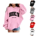 thumbnail image 1 of Brooklyn New York Hoodies for Girl Long Sleeve Casual Graphic Hooded Sweatshirt with Pockets Kids Pullover Tops, 1 of 1