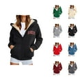 thumbnail image 1 of Brooklyn New York Hoodies for Women Fall Winter Long Sleeve Fleece Lined Zip Up Hooded Sweatshirt Jacket with Pockets, 1 of 6