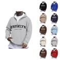 thumbnail image 1 of Brooklyn New York Quarter Zip Pullover Men Fall Winter Long Sleeve Graphic Hooded Sweatshirt Mens Hoodie Streetwear, 1 of 5