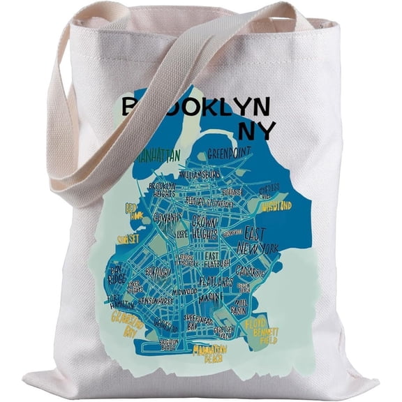 Brooklyn Ny Map Tote Bag Brooklyn Ny Travel Shopping Bag Moving To Brooklyn Ny Brooklyn