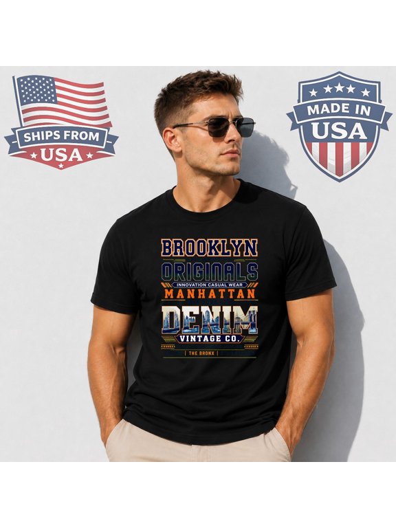 Brooklyn Originals Typography Graphic T-Shirt NYC Streetwear