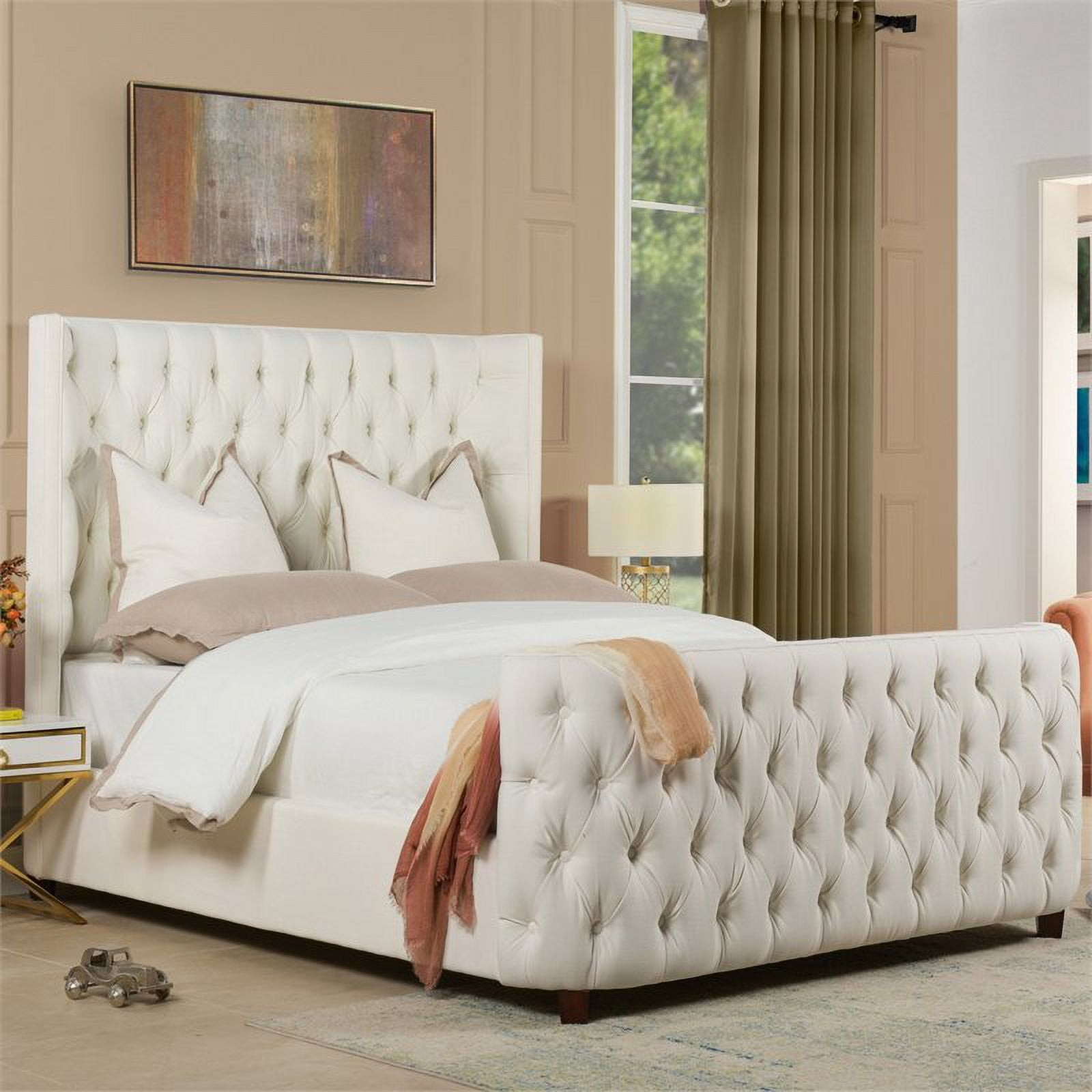 Brooklyn Queen Tufted Bed Antique White Walmart