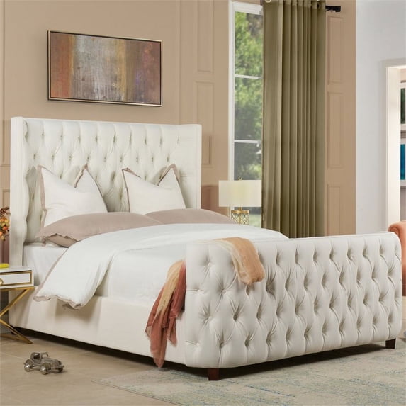 Brooklyn Queen Tufted Bed, Antique White