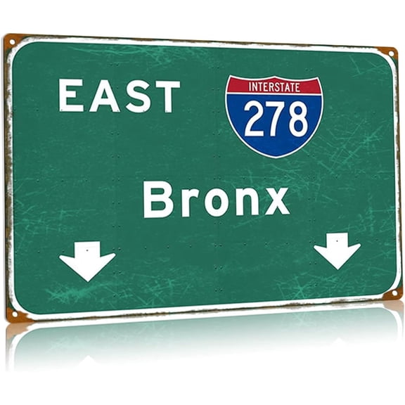Brooklyn- Queens Expwy Metal Tin Signs New York East Interstate 278 Street Metal Poster Nyc Airport Highway Direction Signage Garage Home Bar, Wall Art Decor 8x12 Inches