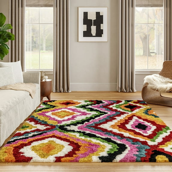 nuLOOM Handmade Carnival Abbey Shaggy Area Rug, 6' x 9', Abbey Multicolor