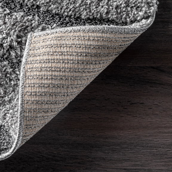 Brooklyn Rug Co  Krista Contemporary Swirls Shag Area Rug Dark Gray 5' x 8' Oval 5' x 8' Indoor N/A, Grey Oval