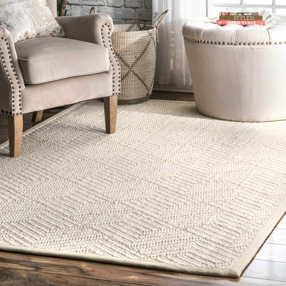 Brooklyn Rug Co Melissa Casual Textured Area Rug 4' x 6' Sisal, Wool N/A 4' x 6' Indoor Casual