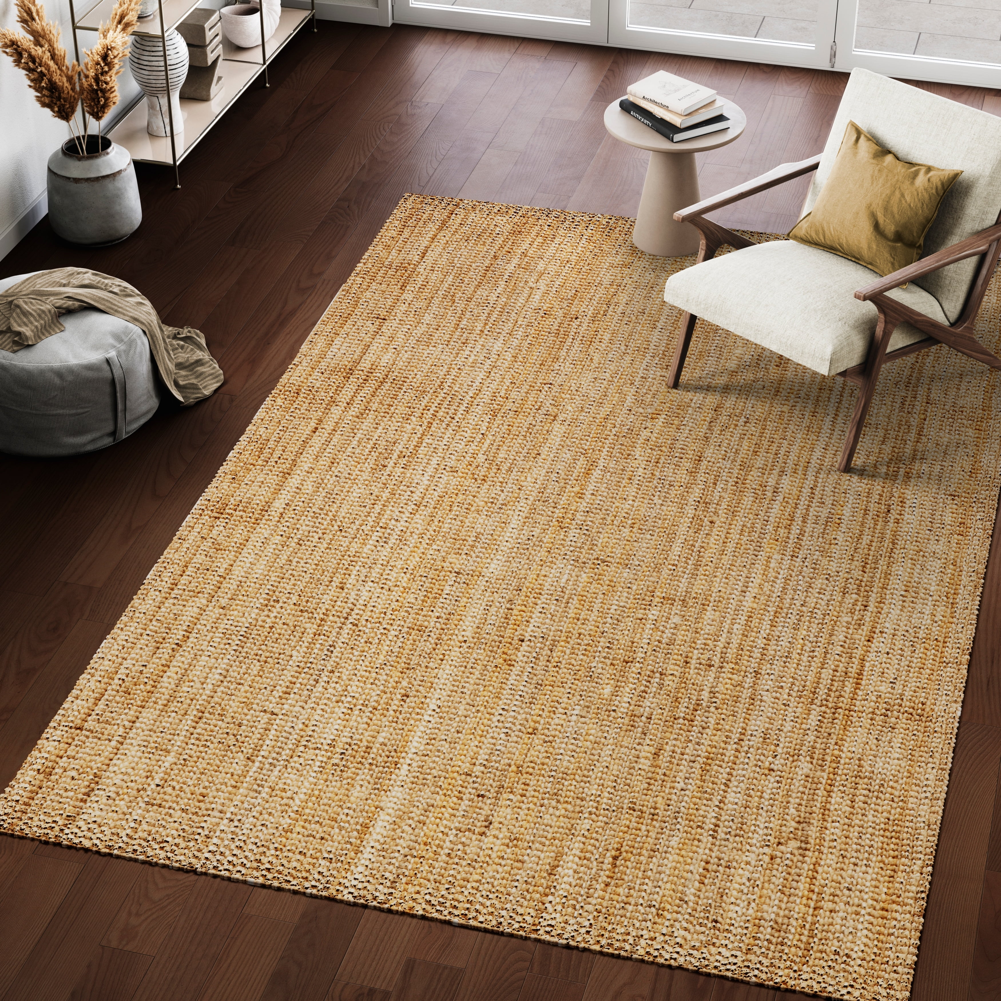 Handmade Braided Cotton Area Rug 4' x 6' in Natural