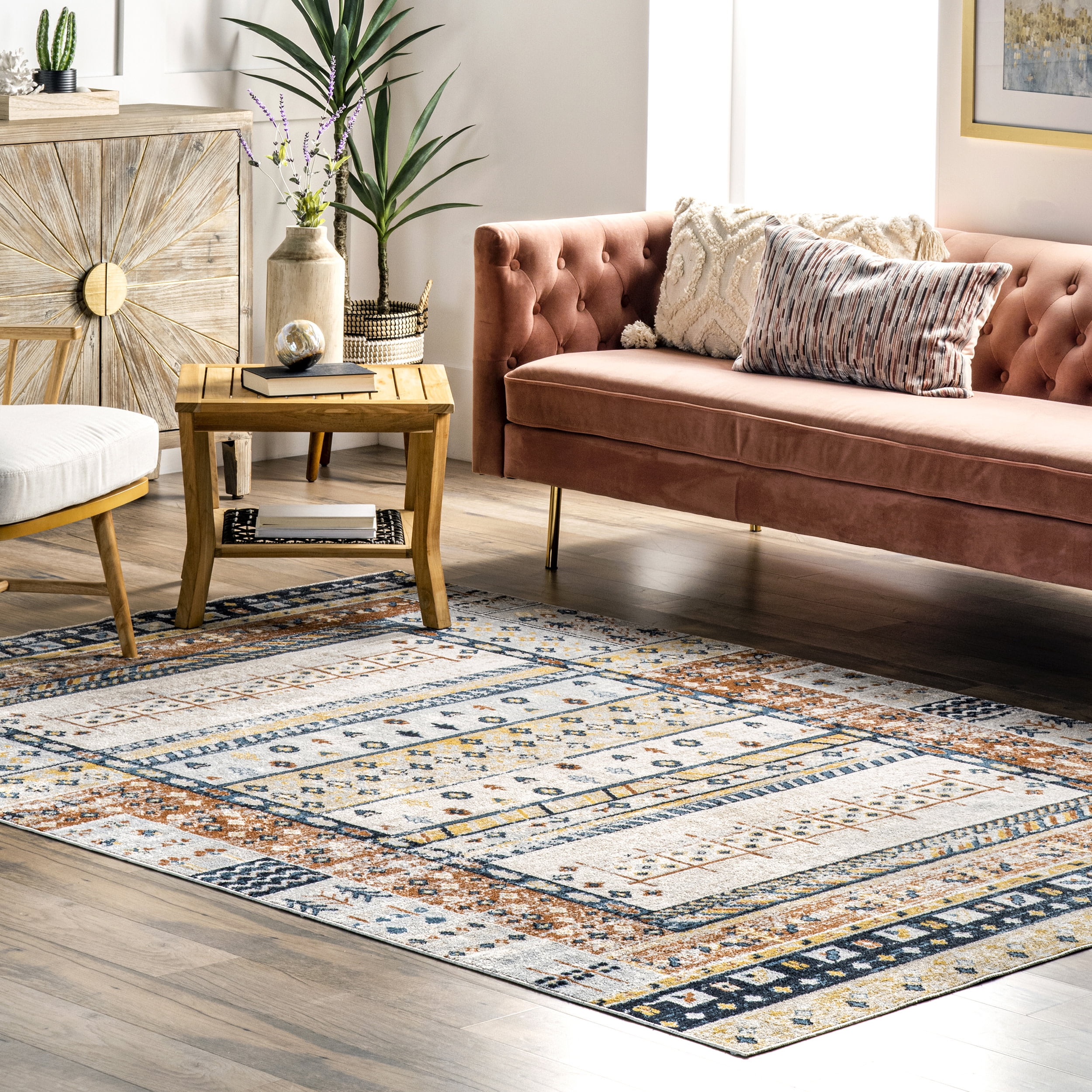 Shannon Beige and Multicolor Geometric Tribal 4' x 6' Area Rug