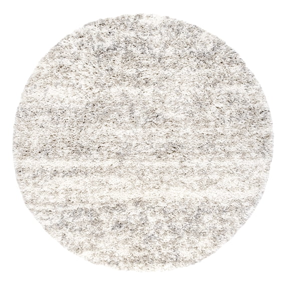 Brooklyn Rug Co Thelma Modern Shag Tassel Area Rug Ivory 6' Round 6' Round Indoor Living Room, Bedroom, Dining Room Beige, Off-White, Grey Round