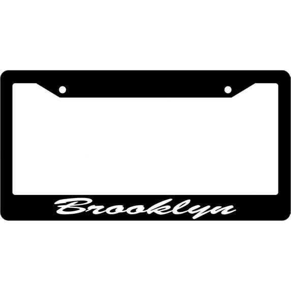 Brooklyn Script Black Plastic License Plate Frame EBS