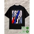 thumbnail image 1 of Brooklyn Sleepless Tee for men 180G 100% Cotton black Basic Unisex Shirt Short Sleeve tshirts Trendy Unisex Shirt Cotton tshirts Unique Design Unisex Shirt Printed tshirts, 1 of 7