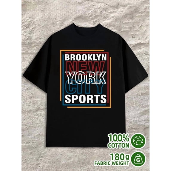Greenink Brooklyn Sports Tee for men 180G Cotton black Original Unisex Shirt Graphic tshirts Funny Unisex Shirt Cotton tshirts Funny Unisex Shirt Graphic Tee tshirts