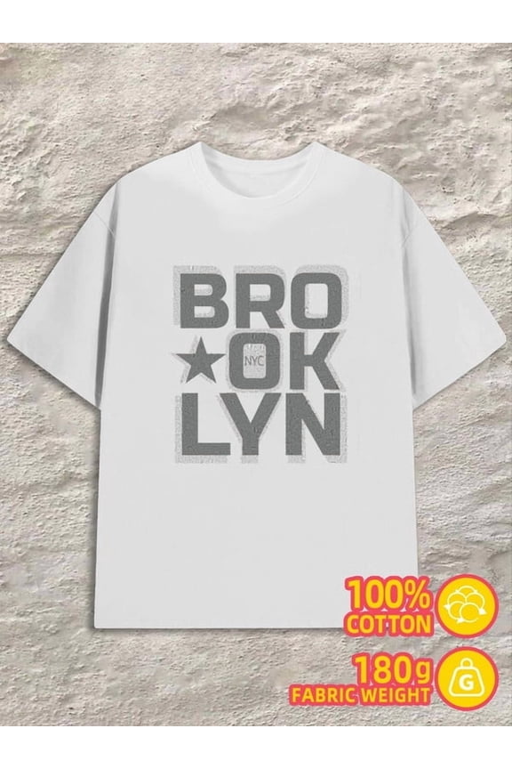 Brooklyn Star Tee men 180G Cotton white Vintage Unisex Shirt Graphic tshirts Unique Design Unisex Shirt Cotton tshirts Funny Unisex Shirt Graphic tshirts