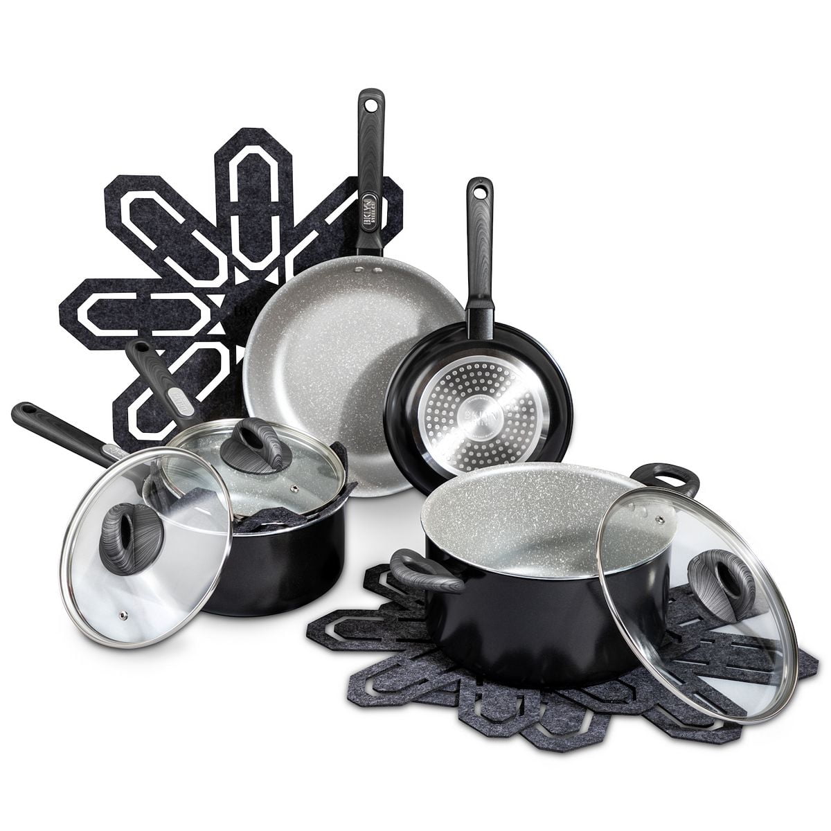 Brooklyn Steel Co 12 Piece Nonstick Cookware Set - Premium Durable Pressed  Non Stick Pots and Pans Kitchen Cooking Set - Apartment Essentials
