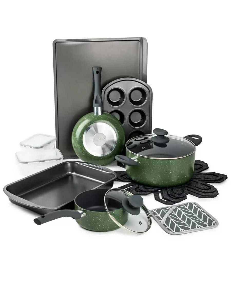 Brooklyn Steel Co. Venus Nonstick Aluminum 16-pc. Cookware Set - Green