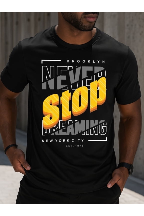 Brooklyn Stop Dreaming for men Exercise 180G 100% Cotton black Running Dumbbell Basic Unisex Shirt Printed tshirts Casual Unisex Shirt Graphic Tee tshirts