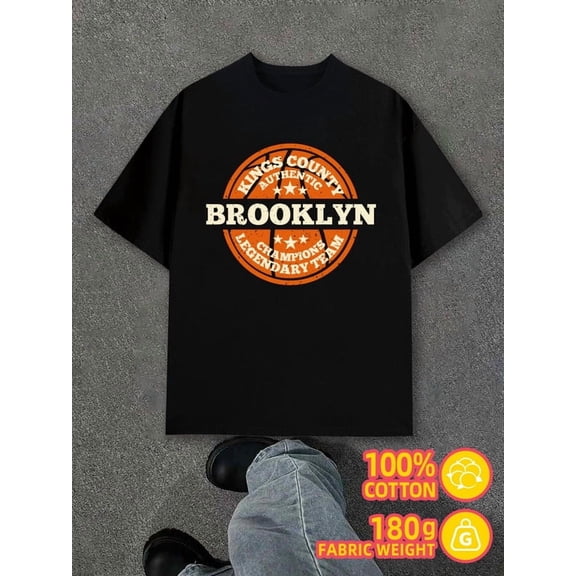 Brooklyn T-shirt for men black 180G 100% Cotton Wearable year-round Vintage Unisex Shirt Printed tshirts Vintage Unisex Shirt Graphic Tee tshirts Funny Unisex Shirt Cotton tshirts