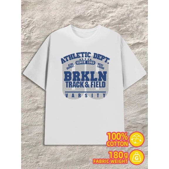 Brooklyn Track for men white 180G 100% Cotton Summer wear Vintage-inspired,comfortable fit Classic Unisex Shirt Graphic tshirts Fashion Unisex Shirt Graphic tshirts