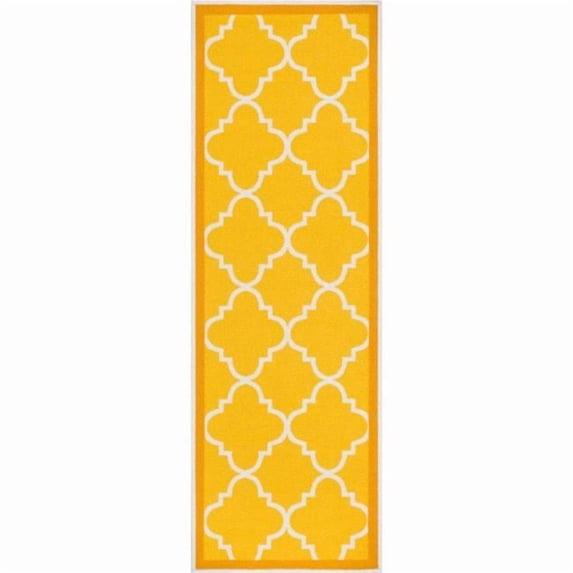 Brooklyn Trellis Modern Non Slip Washable Runner Rug - Gold - 2 ft. 7 in. x 12 ft.