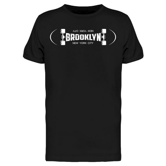 Brooklyn Typo Over Skateboard T-Shirt Men -Image by Shutterstock, Male Medium