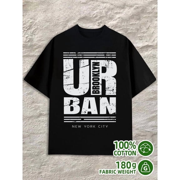 Greenink Brooklyn Urban Tee men 180G Cotton black Original Unisex Shirt Graphic Tee tshirts Trendy Unisex Shirt Graphic Tee tshirts Unique Design Unisex Shirt Cotton ts