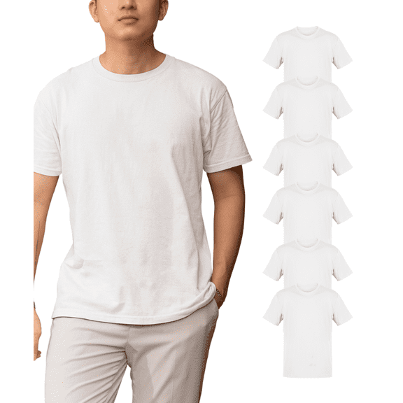 Brooklyn Vertical Mens 6-Pack Crew Neck Undershirts Short Sleeve Cotton Round Neck soft comfortable cotton Size S-3XL