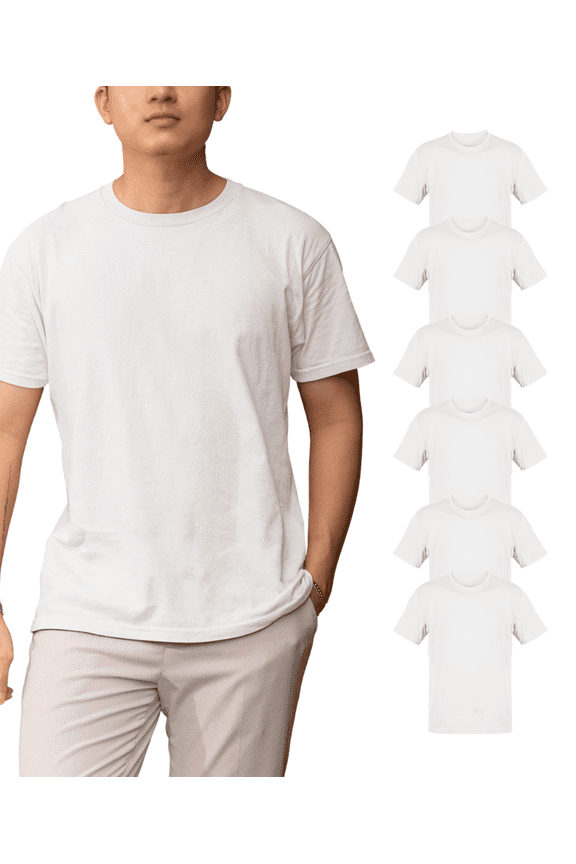 Mens 6-Pack Crew Neck Undershirts Short Sleeve Cotton Round Neck soft comfortable cotton Size S-3XL