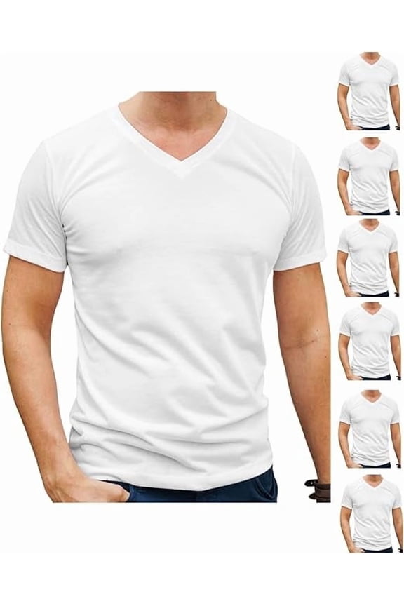 Mens 6-Pack Crew Neck Undershirts Short Sleeve Cotton V Neck soft comfortable cotton Size S-3XL