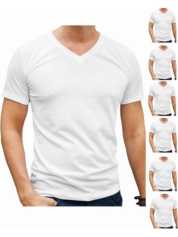 Mens 6-Pack Crew Neck Undershirts Short Sleeve Cotton V Neck soft comfortable cotton Size S-3XL