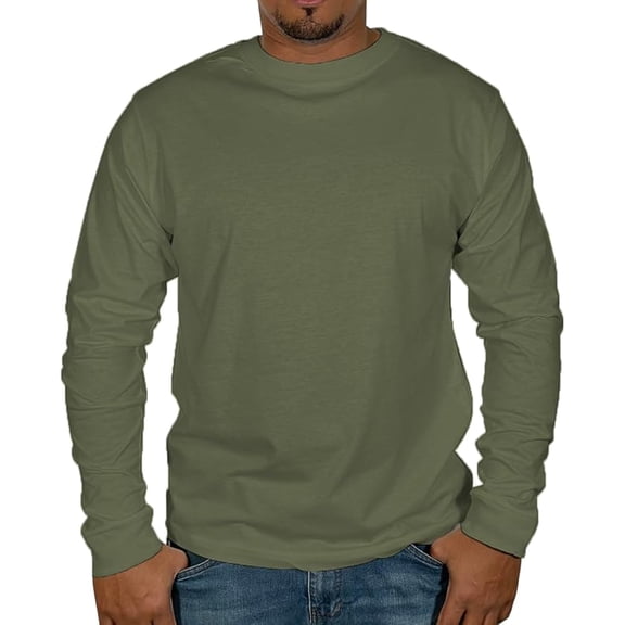 Brooklyn Vertical Mens Long Sleeve Cotton T Shirt Crew Neck 5 colors S-5XL