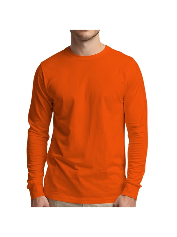 Men’s Long Sleeve Cotton Crew Neck T-Shirt, 5 Colors, Sizes S–5XL