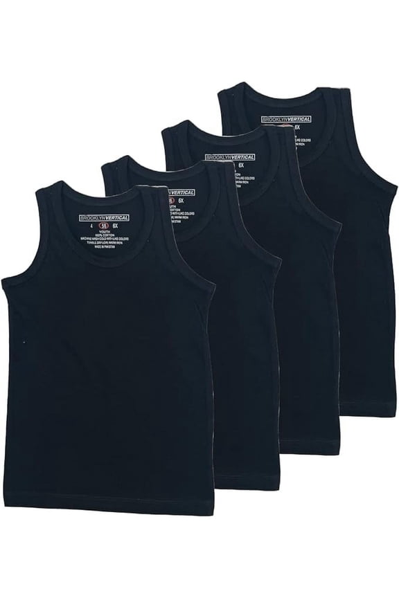 Boys 4 Pack Undershirt Tank Top - Tagless Cotton Super Soft