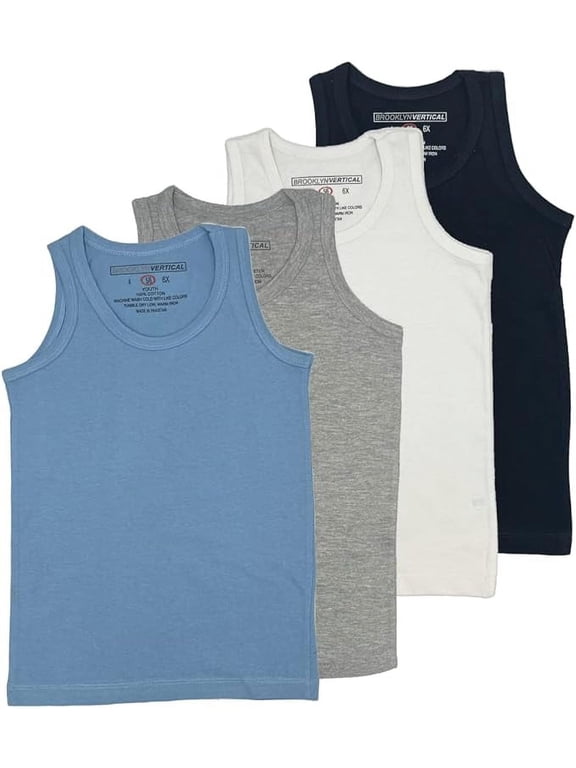 Sleeveless Shirt, Super Soft Summer Cotton Tank Top, 4-Pack (Boys)