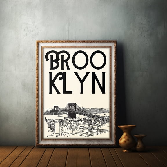 Brooklyn Wall Art Decor Minimalist Travel Poster Vintage Travel Poster Us City Travel Art Brooklyn Poster Printable City Poster , Poster Only