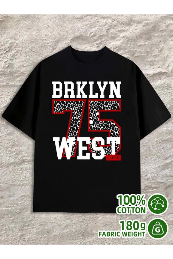 Brooklyn West 75 men 180G 100% Cotton black Fashion Unisex Shirt Graphic tshirts Retro Unisex Shirt Printed tshirts Casual Unisex Shirt Printed tshirts