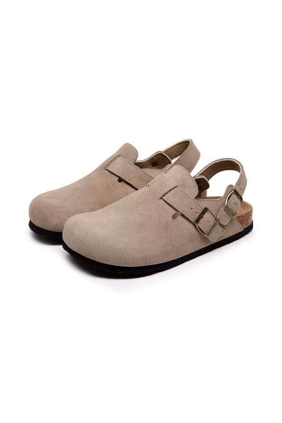 Brooklyn Women's Suede Clogs - Adjustable Slingback Clog Sandal with Buckle, Memory Foam, Wide Widths