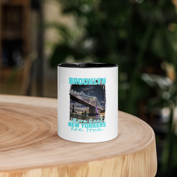Brooklyn is the best place to live Mug with a choice of accent Color Inside (Black, 11 oz)