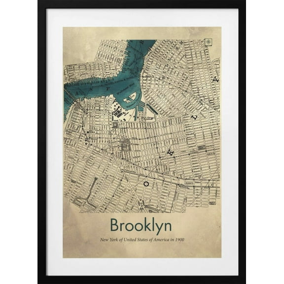 Brooklyn map Framed Art Modern Wall Decor