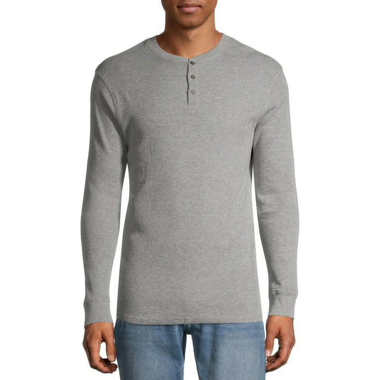 Brooklyn's Best Men's Long Sleeve Crew Neck Henley Thermal Shirt, Sizes  S-XL 