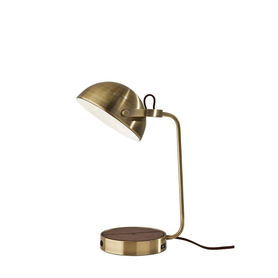 Adesso Brooks AdessoCharge Wireless Charging Desk Lamp, Antique Brass, Metal Shade