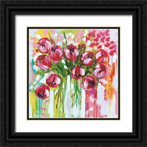 Brooks, Amanda J. 15x15 Black Ornate Wood Framed with Double Matting Museum Art Print Titled - Razzle Dazzle Tulips