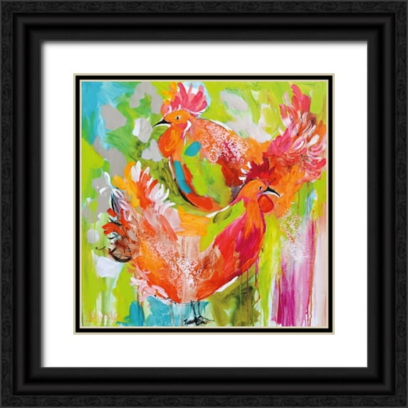 Brooks, Amanda J. 20x20 Black Ornate Wood Framed with Double Matting Museum Art Print Titled - You Ruffle My Feathers