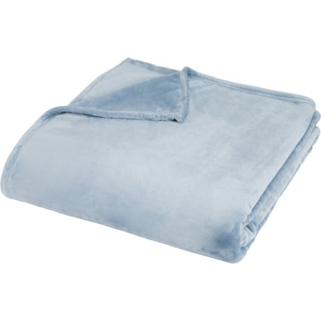 Brooks Brothers Luxe Light Blue Fleece Bed Blankets, Queen Oversized - Ultra-Plush, Supersoft