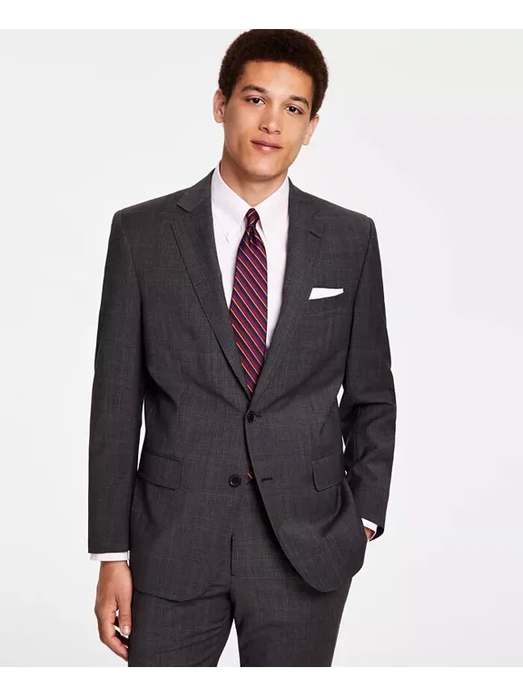 Men Brown Plaid Wool Blazer Sport Coat Suit Jacket Size 44L