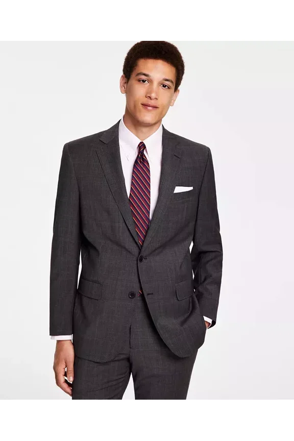 Men Brown Plaid Wool Blazer Sport Coat Suit Jacket Size 44L