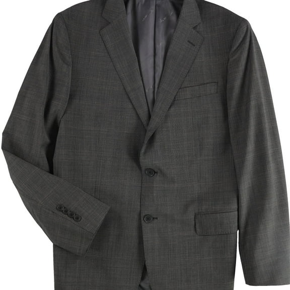 Brooks Brothers Mens Pins Plaid Two Button Blazer Jacket, Brown, 42 Regular